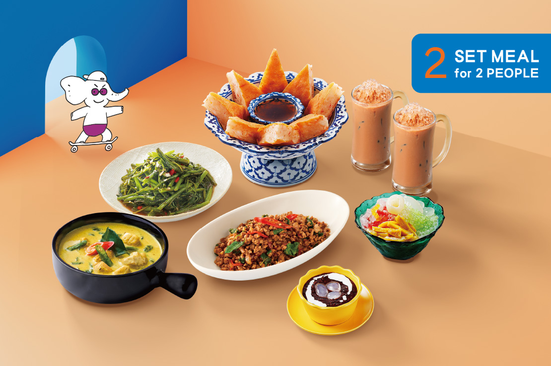 【SET MEAL for 2 PEOPLE】4 Meals．2 Beverages．2 Desserts