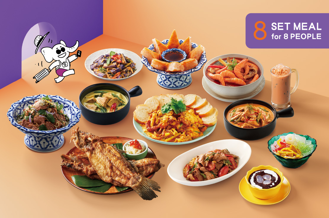 【SET MEAL for 8 PEOPLE】10 Meals．2 Soups．8 Beverages．8 Desserts