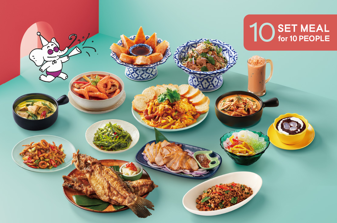 【SET MEAL for 10 PEOPLE】12 Meals．2 Soups．10 Beverages．10 Desserts